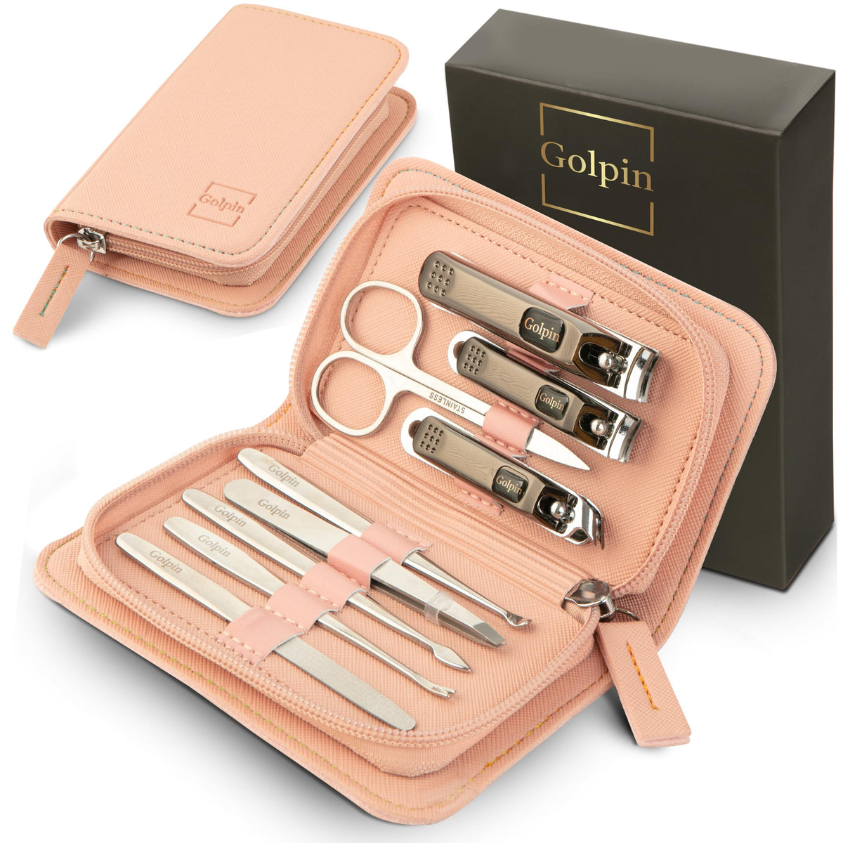 9 Pcs Manicure Set for Women Men & – Stainless Steel Manicure & Pedicure Kit with Travel Nail Grooming Case, Nail Clippers, Cuticle Tools – Gift-Ready Mens Manicure Kit & Womens Grooming Set