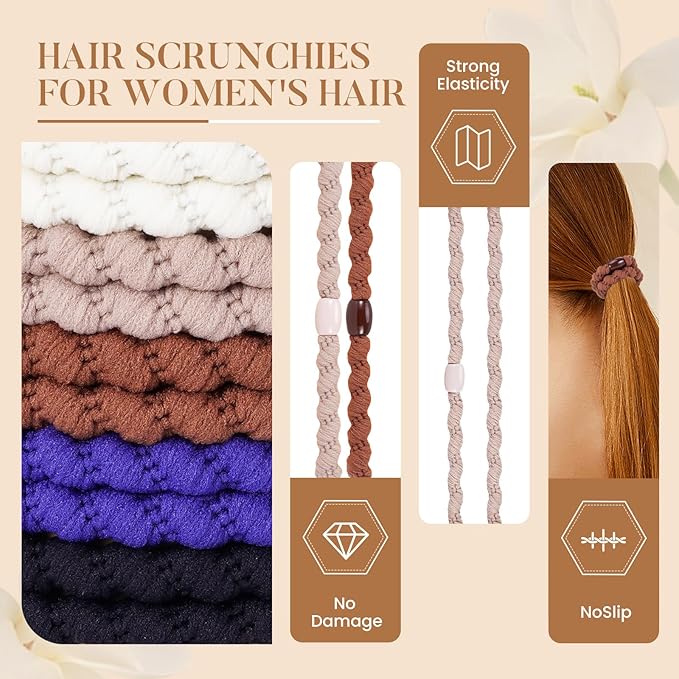 Hair Ties No Damage - 10PCS Ponytail Holders - Elastic Hair Ties for Thick Hair - Braided Hair Bands for Women Girls's Hair