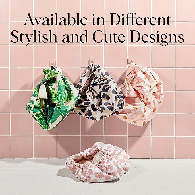 Kitsch Luxury Large Shower Cap for Women - Blush Dot
