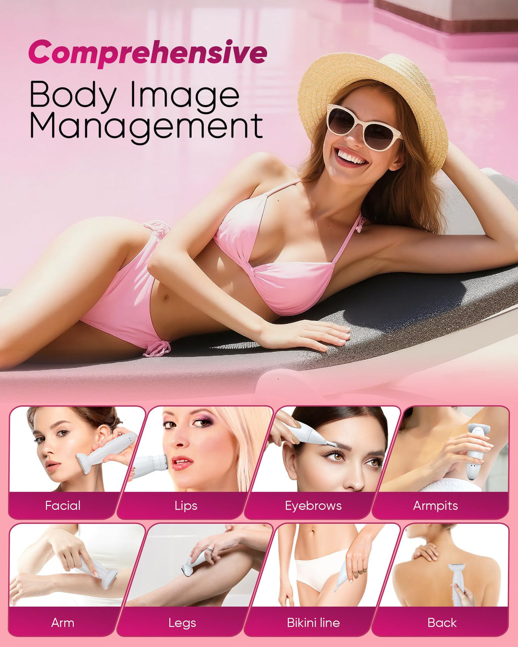 ANYLIV 3 in 1 Bikini Trimmer for Women, Electric Razors for Women with Display, Painless Bikini Trimmer, USB Charging, Electric Shaver for Woman,Shaver for Woman for Face, IPX7 Waterproof,White