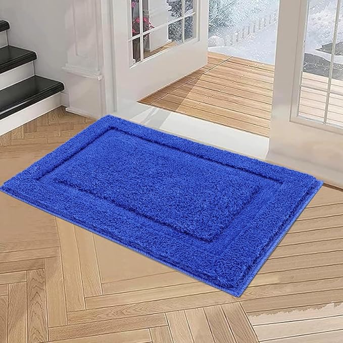 SHACOS Royal Blue Bathroom Rugs Sets 3 Piece Bath Mat U Shaped Toilet Rug