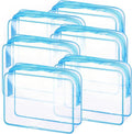 CHICAUP 6 Pieces Clear Makeup Bags Bulk TSA Approved Toiletry Bag for Travel PVC Waterproof Clear Cosmetic Pouch with Zipper for Men and Women Carry-on Travel Essentials (Blue)