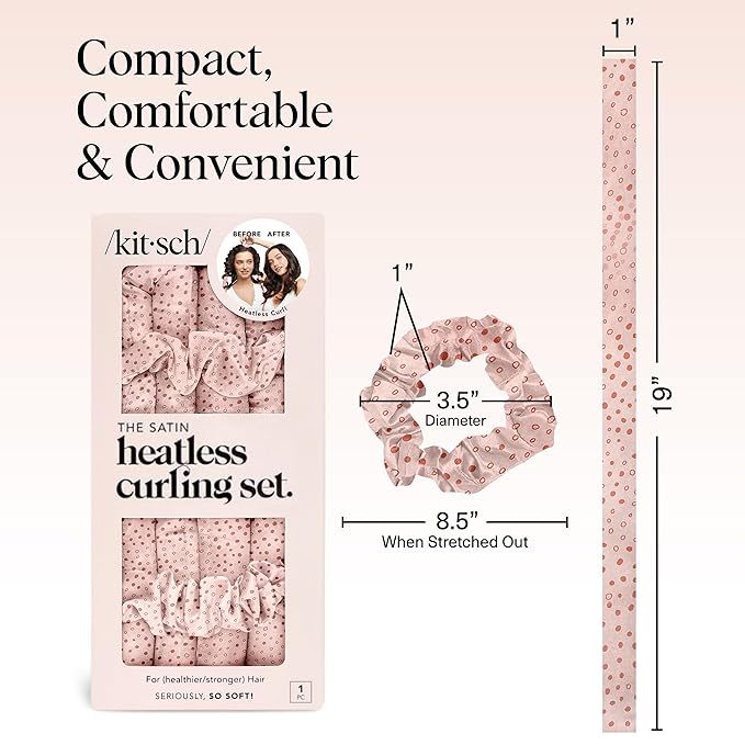 Kitsch Satin Heatless Curls Overnight Set - Micro Dot