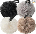 Loofah Sponges for Shower,Exfoliating Cleaning Bath Loofa Body Scrubber Balls for Women Men Washing,Neutral Tone 4 Pack - Black, Gray, Beige & Khaki