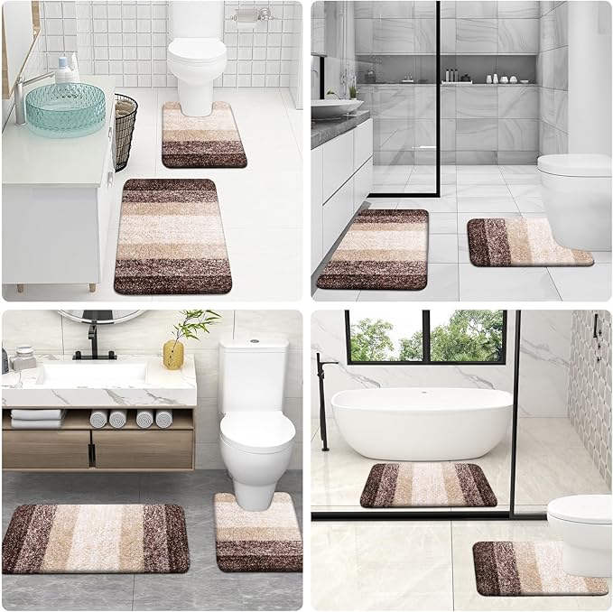 OLANLY Microfiber Bathroom Rugs Sets 3 Piece, 36"x24"+24"x16"+24"x20"