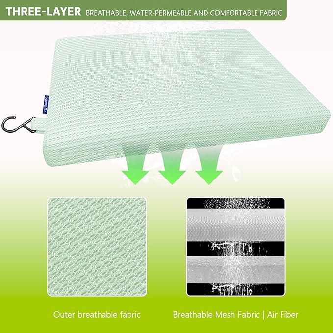 Gooo&Ma Shower Cushion, Non-Slip Air Fiber Bath Pad, Green