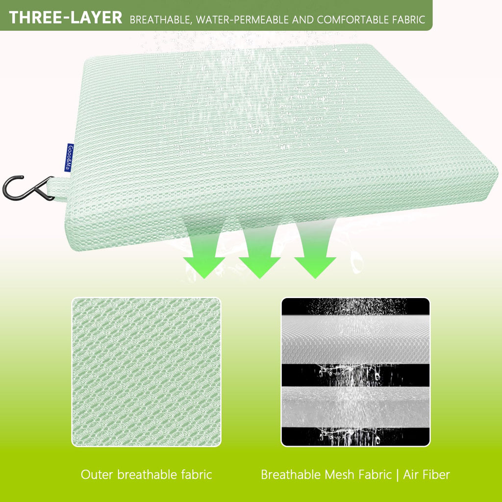 Gooo&Ma Shower Cushion, Non-Slip Air Fiber Bath Pad, Green