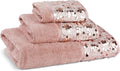 Zahari Home Sinatra Modern Bathroom Towel Set 3 Piece Towel Blush Bath Towel, Hand Towel and Wash Towel Luxury Contemporary Bling Blush Bath Towel Sets Soft Plush and Highly Absorbent