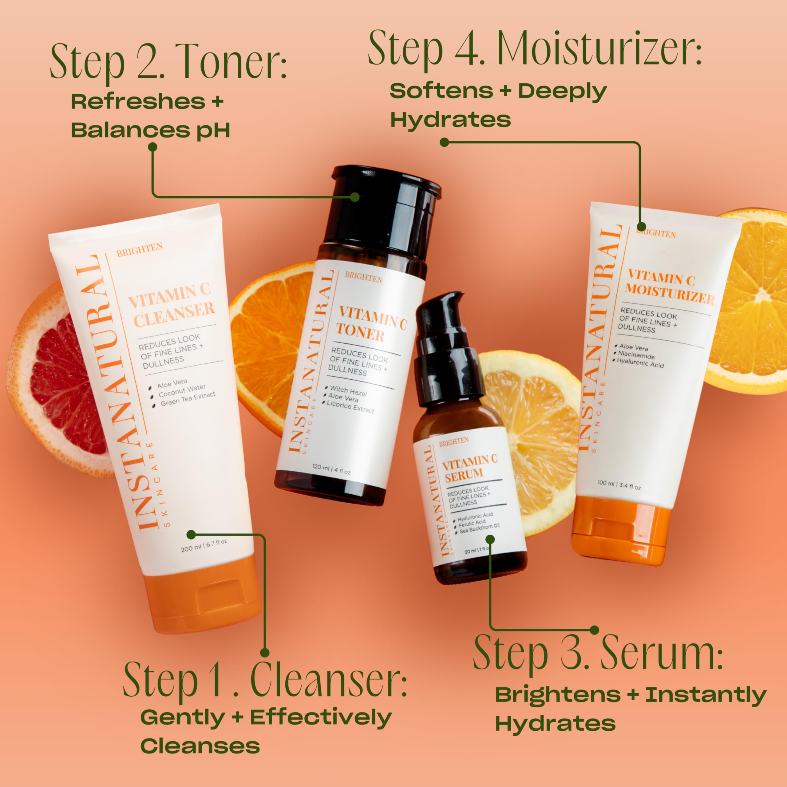 InstaNatural Vitamin C Face Serum: Fine Lines and Discoloration, 2 Fl Oz