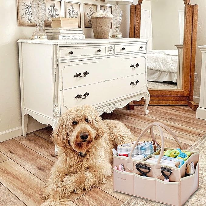 HUHYNN Pet Grooming Tote Bag, Dog Grooming Supplies Organizer Bag, Dog Grooming Bag for Travel Outdoor(BAG ONLY) (Khaki)