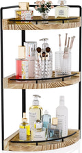 CeleVista Corner Bathroom Counter Organizer, 3 Tier Bathroom Storage Countertop for Skincare, Sink Shelf for Kitchen Decor, Vanity, Dresser, Makeup, Gift(Rustic Brown)