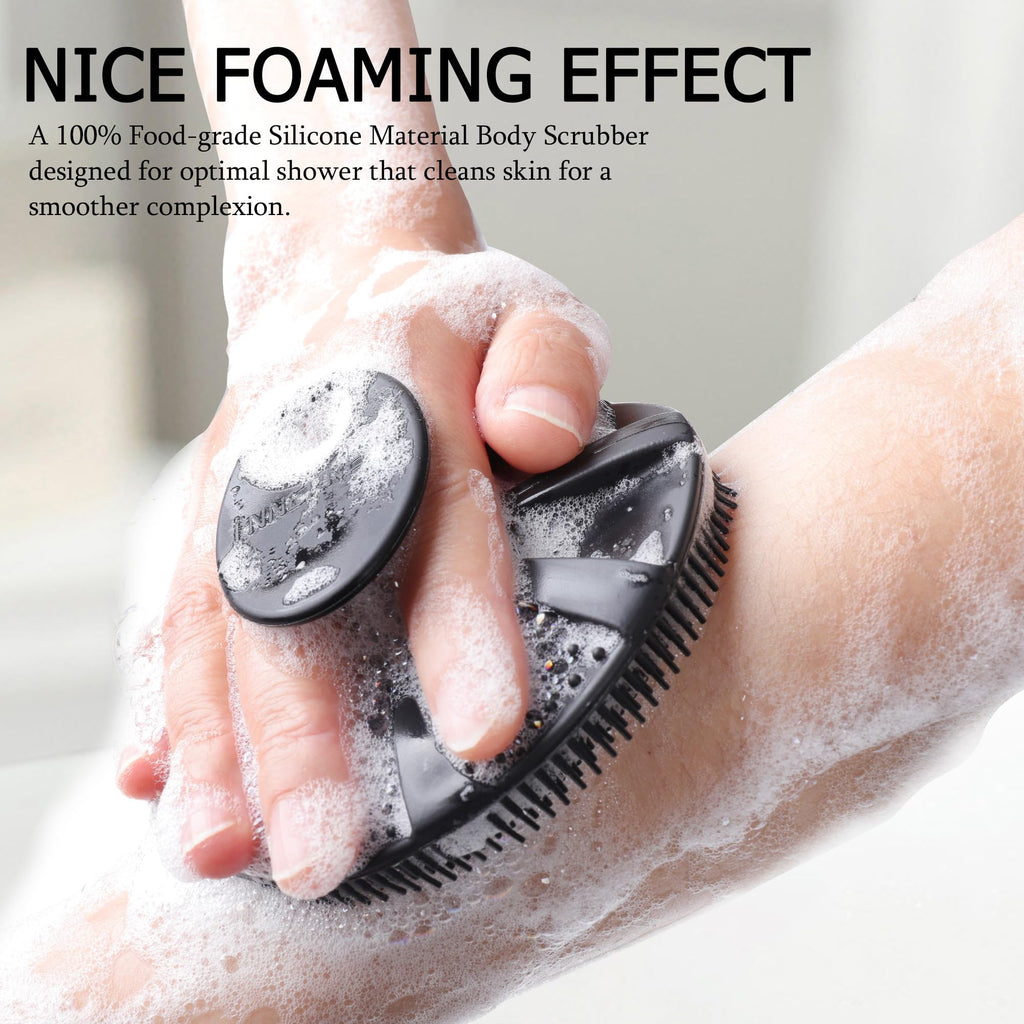 INNERNEED Food-Grade Soft Silicone Body Scrubber Shower Brush, Black