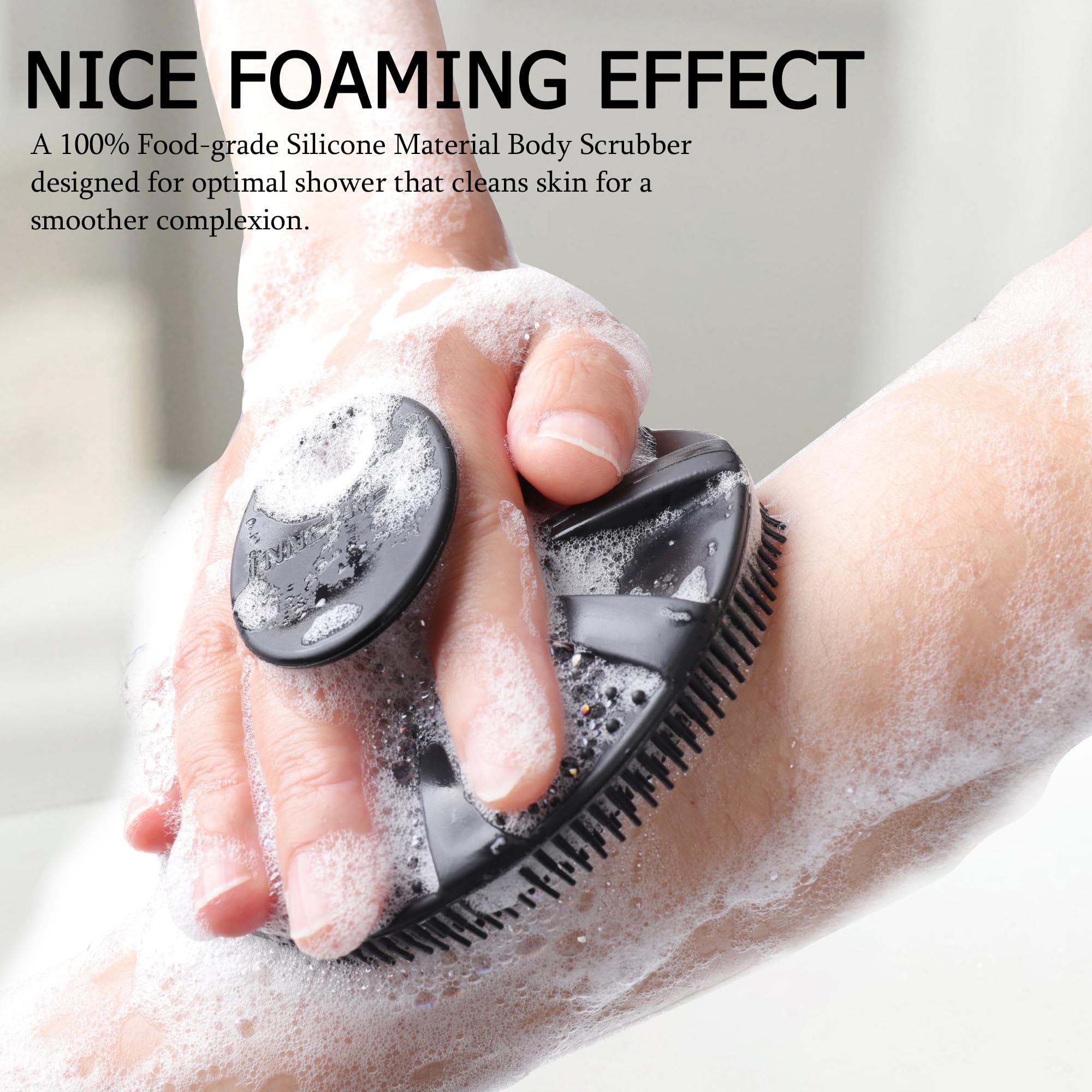 INNERNEED Food-Grade Soft Silicone Body Scrubber Shower Brush, Black