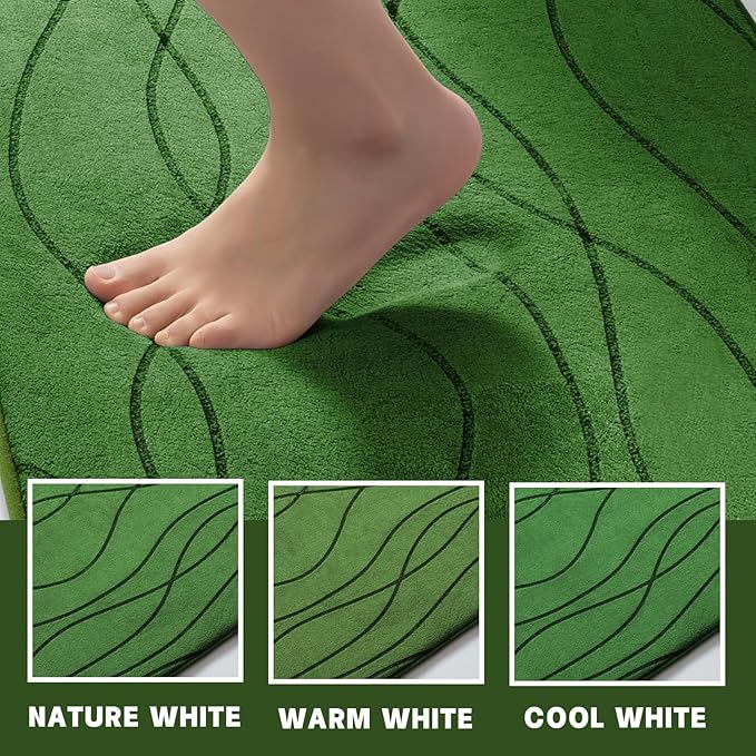 YIHOUSE Bathroom Rugs Set 5 Piece, Memory Foam Bath Mat Green
