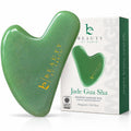 Jade Gua Sha Facial Tools - Depuffer & Massager Tool for Lymphatic Drainage