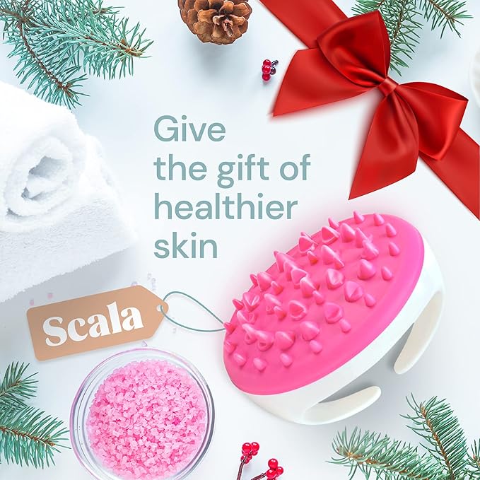 Scala Cellulite Massager Silicone, Bath Scrubber for Smoother Skin Pink