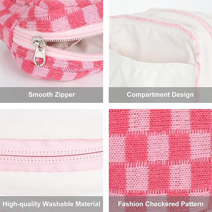 CekPo Sanitary Napkin Storage Bag, Menstrual Pad Zipper Bag Checkered Portable Period Bag Panty Liners, Tampon Storage Pouch for Women Ladies Daily Use Storage Purse Travel