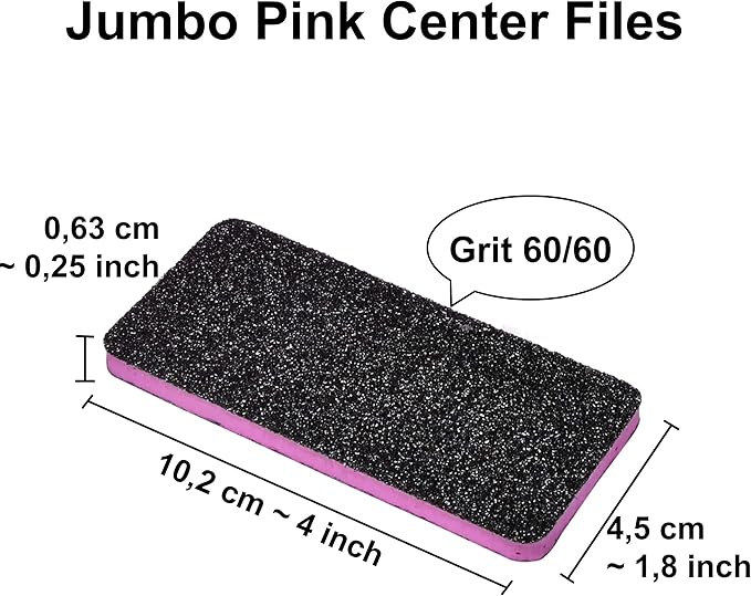 New AMT 25 PCS Pedicure Foot File Grit 60/60, Black Callus Remover File, Nail Files for Pets, Emery Boards for Pet Grooming, 60 Grit Foot File (25 PCS -Pink Center)