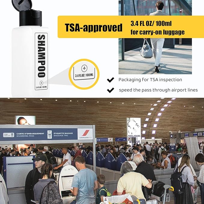GearTrust TSA Travel Size Bottles for Toiletries, Shampoo Travel Bottles