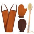 ÖkoStamm 4-in-1 Self Tanner Applicator Kit - Self Tanning Mitt with Long Handle Body Brush for Back Exfoliating and Streak-free Self Tan