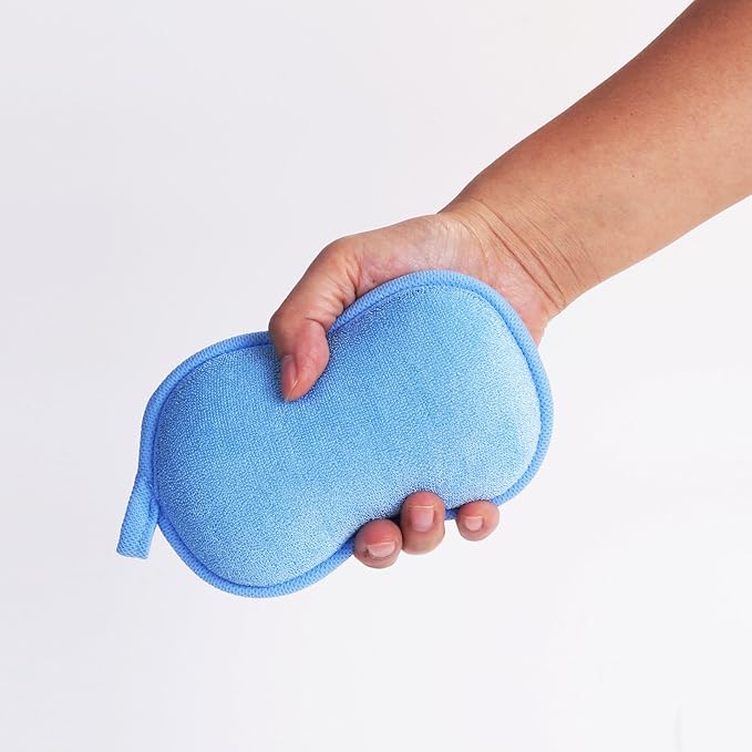 BabaMate Baby Bath Sponge - Ultra Soft Baby Sponge for Bathing - Kids Bath Sponges for Infants, Toddler Bath Time, 2 Count (1 Pack) - Green Blue