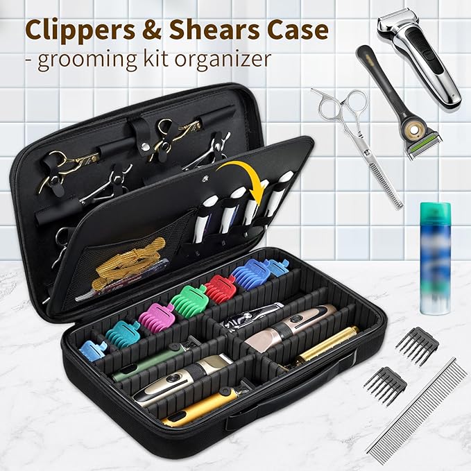 Yueieoun Barber Clippers Briefcase, 17-inch Hair Cutting Supplies Bag