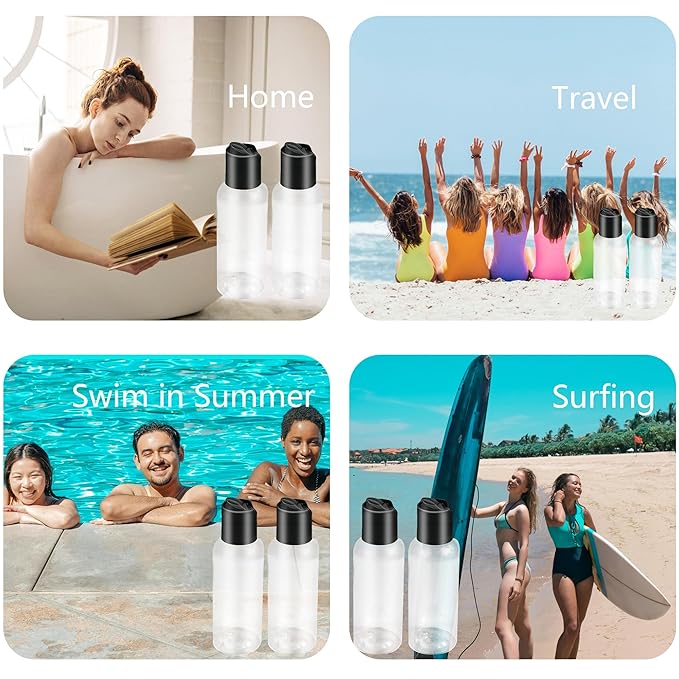 Gmleey 6 Pack Travel Bottles for Toiletries, 3.4oz Travel Shampoo Bottles Leak-Proof Tsa Approved Travel Size Bottle for Shampoo Conditioner and Body Wash, Clear Bottle Body
