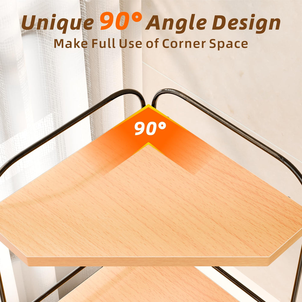 Naeqieo Corner Bathroom Counter Organizer, 3-Tier Wood Countertop Organizer