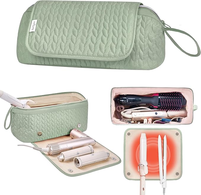 KarSyon Hair Tools Travel Bag with Hot Tool Mat 2 in 1 Organizer Bags