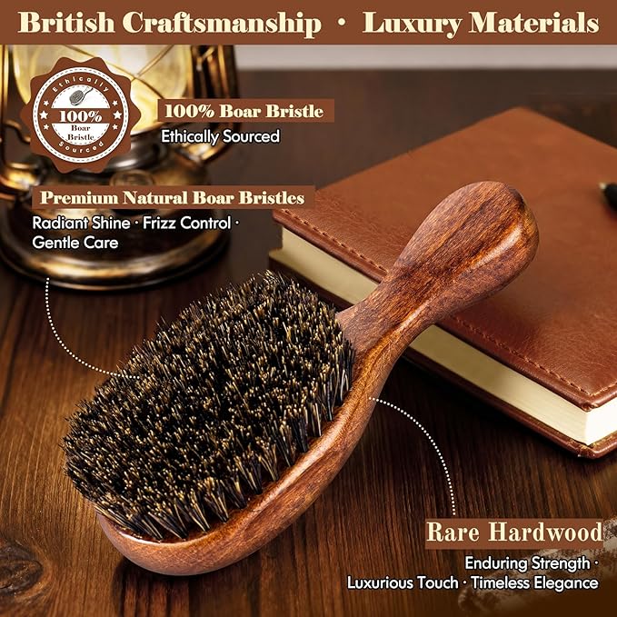 OUMIGIZ Small 100% Boar Bristle Hair Brush Since 1965 British Craftsmanship