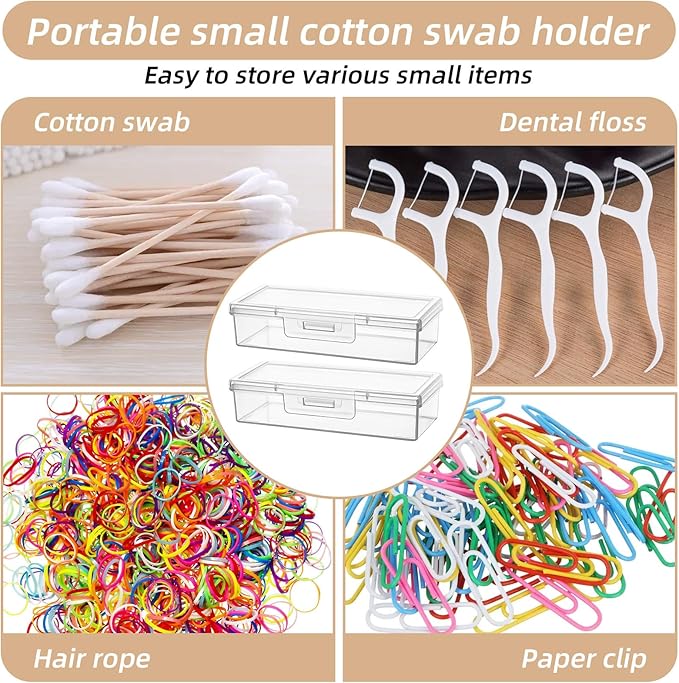Matwsec 3PCS Floss Pick Holder Cotton Swab Holder Cotton Pad Holders Dental Floss Holders with Lid for Travel Cottons Buds Flosss Small Items