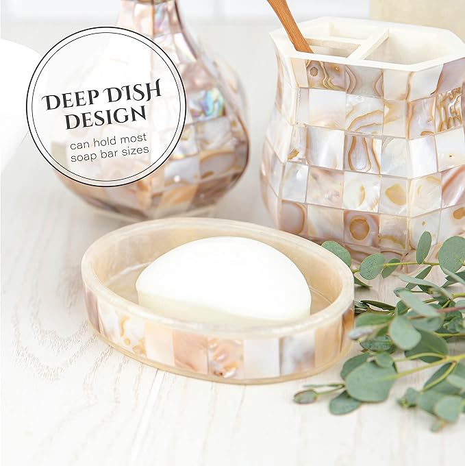 Milano Mother of Pearl 4 Piece Resin Bathroom Accessories Set