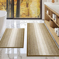 BSICPRO Bathroom Rugs and Mats Sets, 2 Piece Thick Absorbent Chenille Non Slip, Soft Shaggy Bath Room Floor Mats for Bathroom, Machine Washable (Petrified Oak, 20" x 47" Plus 16" x 24")