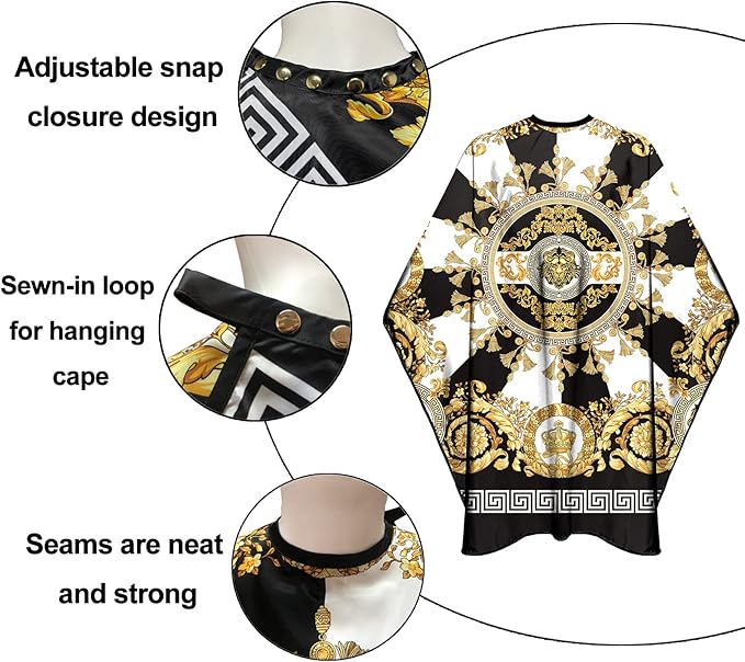 CapeshionPro Barber Capes Hair Cutting Capes Salon Stylist Capes with Snaps Waterproof Professional Large Barber Hairdresser Gown Cape- 63”× 56”(White)