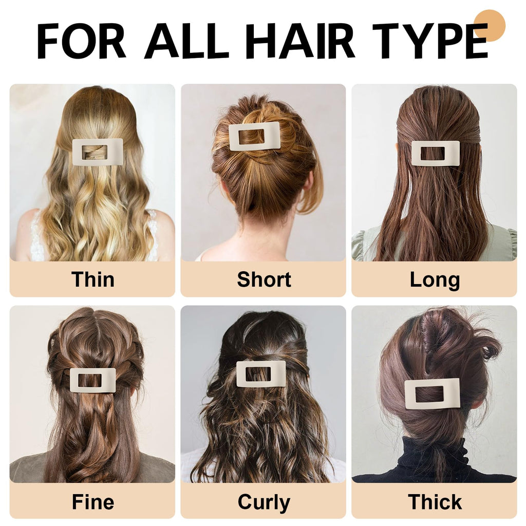 8 Pack French Flat Hair Clips for Women – Large Matte No-Slip Claw Barrettes for Thick & Thin Hair, Strong Hold Styling Accessories (White)