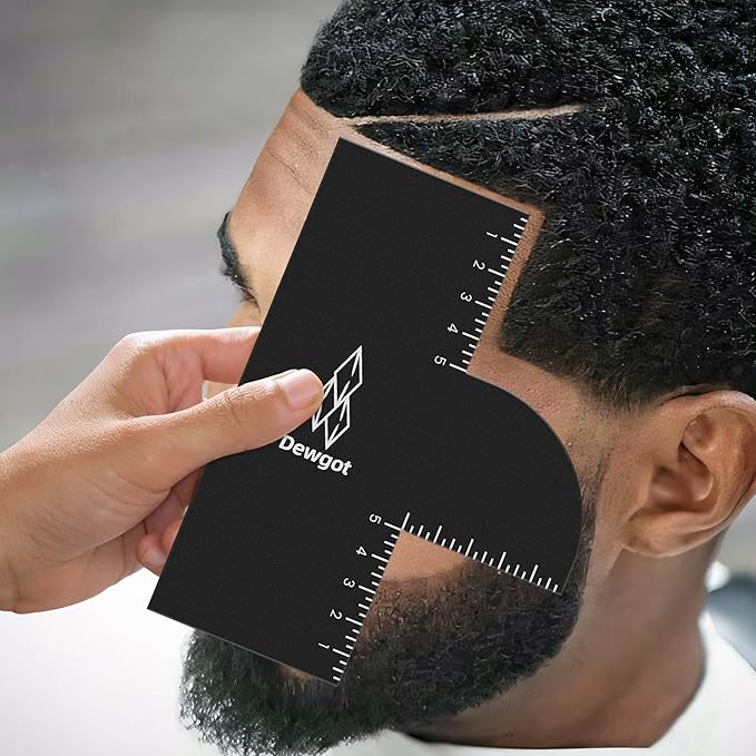 Dewgot Enhancement Card for Barbers with Measurement Indicators, Reusable Barber Hairline Shaping Tool and Color Spray Edge Line Up Tool (2PCS)