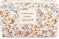 Sminra Floral Makeup Bag Small Cotton Quilted Cosmetic Bag Organizer, Aesthetic Cottagecore Preppy Portable Pouch Purse Toiletry Bag for Women Girls Travel accessories (Red Floral-S)