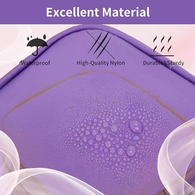 XIAOLER Small Makeup Pouch, Double Zipper Cosmetic Bag, Travel Makeup Bag, Cute Makeup Bag for Purse, Mini Toiletry Bag (Purple)