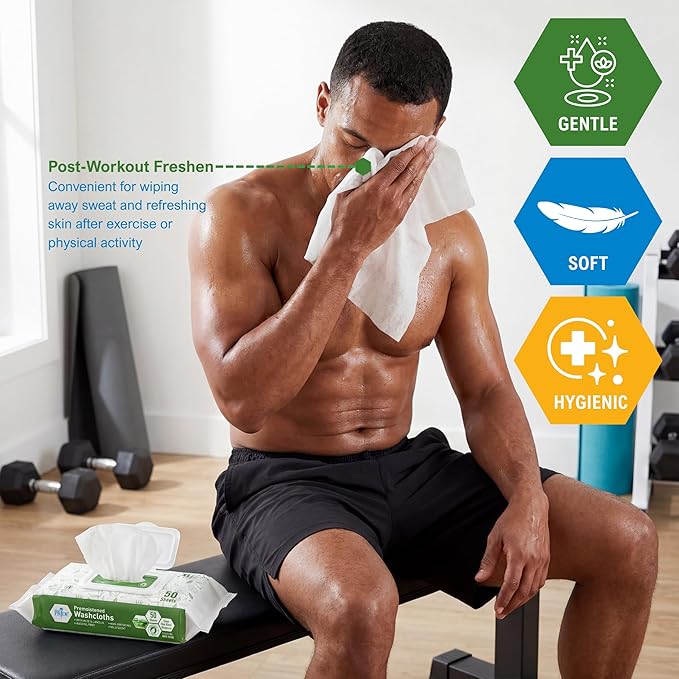 MED PRIDE Premoistened Washcloths 8x12 in with Aloe & Lanolin,600 Count