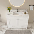Montary 42" Bathroom Vanity with 43" Sintered Stone Carrara White Top, Modern Stylish MDF Bathroom Storage Cabinet, Vanity Set with 2 Doors and One Large Divided Drawer, White (Single Hole)