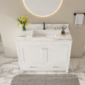 Montary 42" Bathroom Vanity with 43" Sintered Stone Carrara White Top, Modern Stylish MDF Bathroom Storage Cabinet, Vanity Set with 2 Doors and One Large Divided Drawer, White (Single Hole)