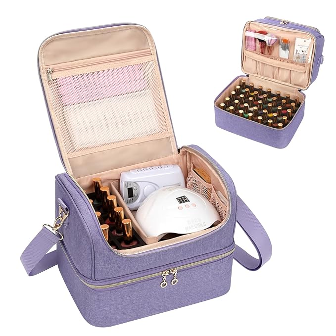 CUBETASTIC Extra Large Nail Polish Organizer - Three Layer Nail Organizers And Storage Bag, Portable Nail Supplies Organizer Case, Travel Carrying Box for Nail Tech Kit/Tattoo/Cosmetic