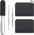 Professional Pedicure Foot File, Dual Sided Callus Cracked Remover Feet File Stainless Steel Foot Hard Skin Feet Rasp with 12 Pcs Replaceable Pads and Pedicure Tools for Women Men Corns Callus Cracked