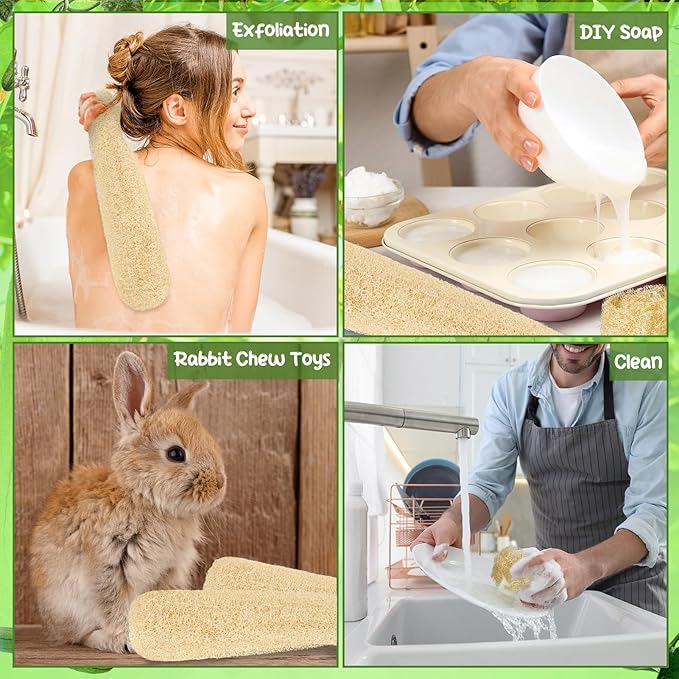 ZhouBoat 6 Pack Natural Loofah Sponge 13.8-15.7 Inches for Men Women