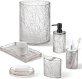 RQYIXI 6 PCS Resin Bathroom Accessories Set, Silver-Grey, Minimalist Luxury