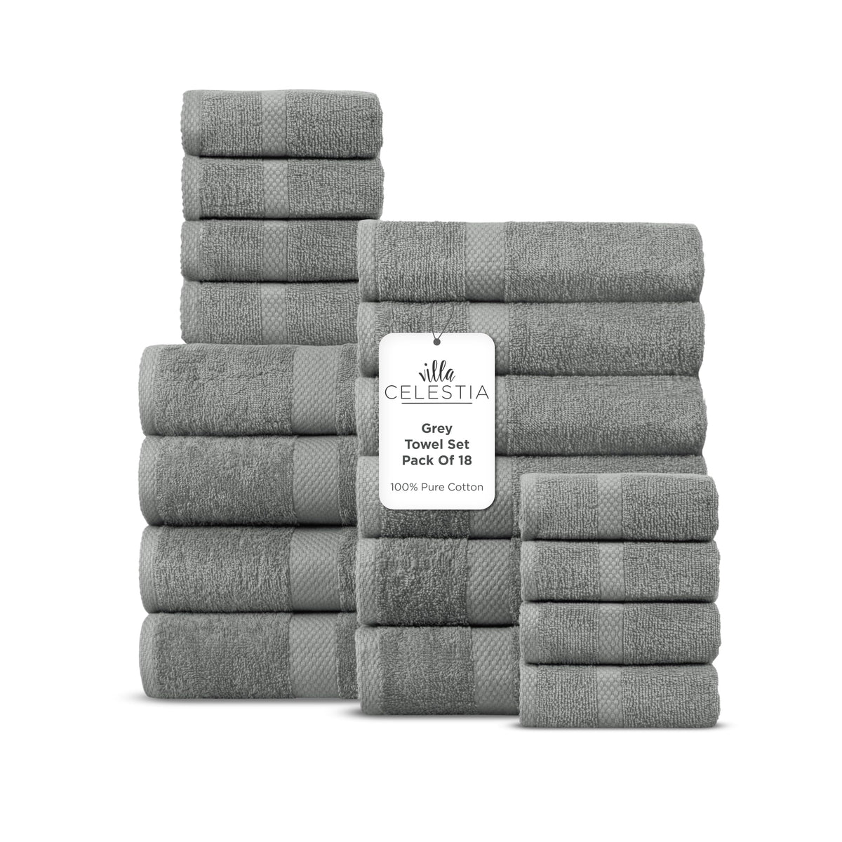 Villa Celestia Cotton Hand Towels Set of 4, 16 x 28, Oeko-TEX Certified, Quick Dry, Sage