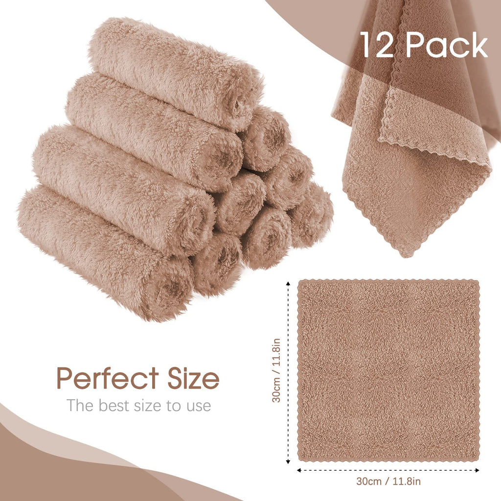 Syhood 12 Pack Face Towels Reusable Makeup Remover Cloths,Brown