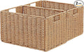 Vagusicc Wicker Storage Basket, Set of 2 Hand-Woven Paper Rope Wicker Basket, Small Storage Baskets for Organizing Toilet Paper Basket, Foldable Large Cube Storage Organizer Bins for Shelves (Natural)