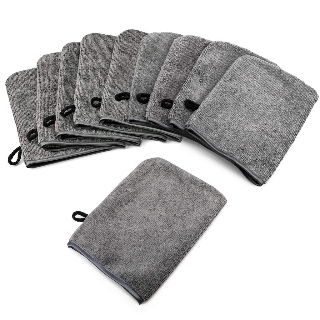PHOGARY 10 Pack Microfiber Wash Mitts, Soft Face Mittens, Reusable Makeup Remover, 6×8in, Grey