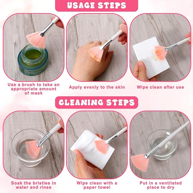 2 Pcs Face Mask Applicator Fan Brushes for Esthetician Facial Soft Skincare Makeup Brushes Cosmetic Tools for Mud Cream Peel